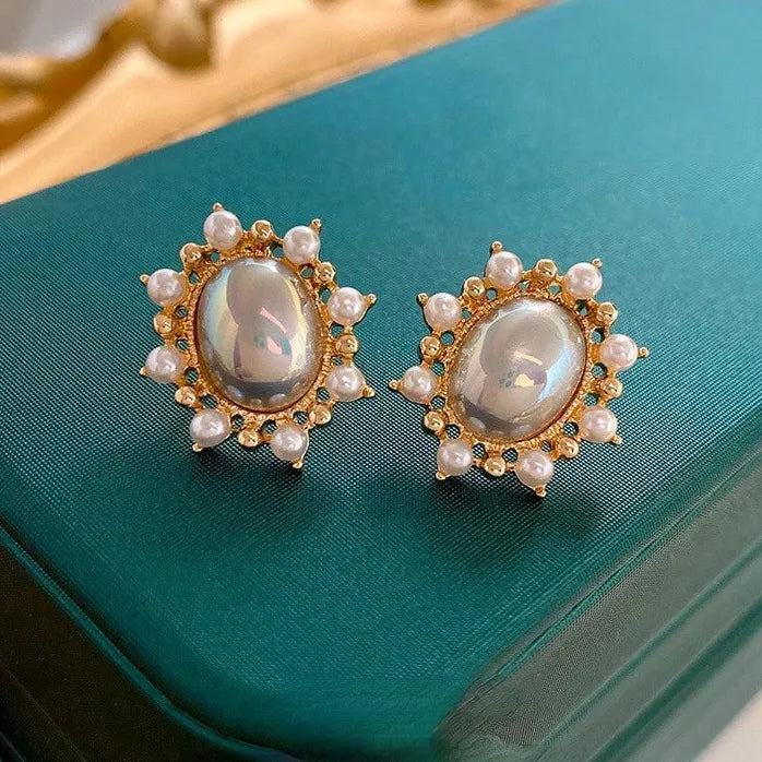 Pendientes de perlas redondas geométricas de cobre diseño personalidad 2021 mujer niña
