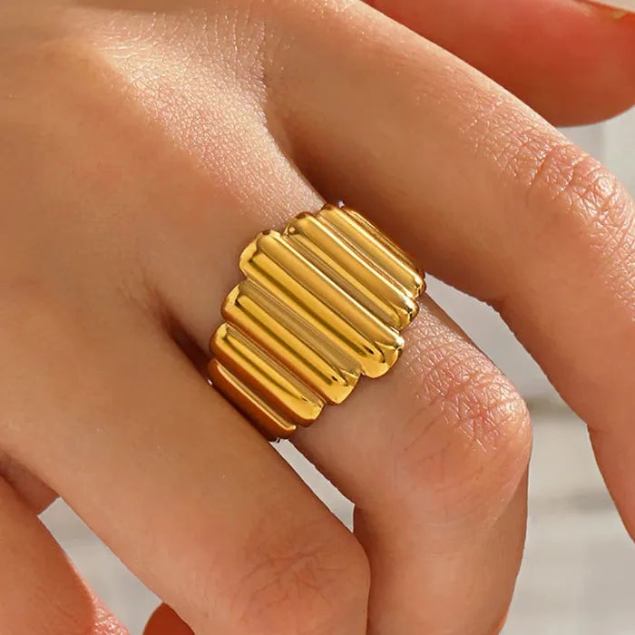Adjustable Stainless Steel Geometric Open Ring Vintage Jewelry Gift for Women Men