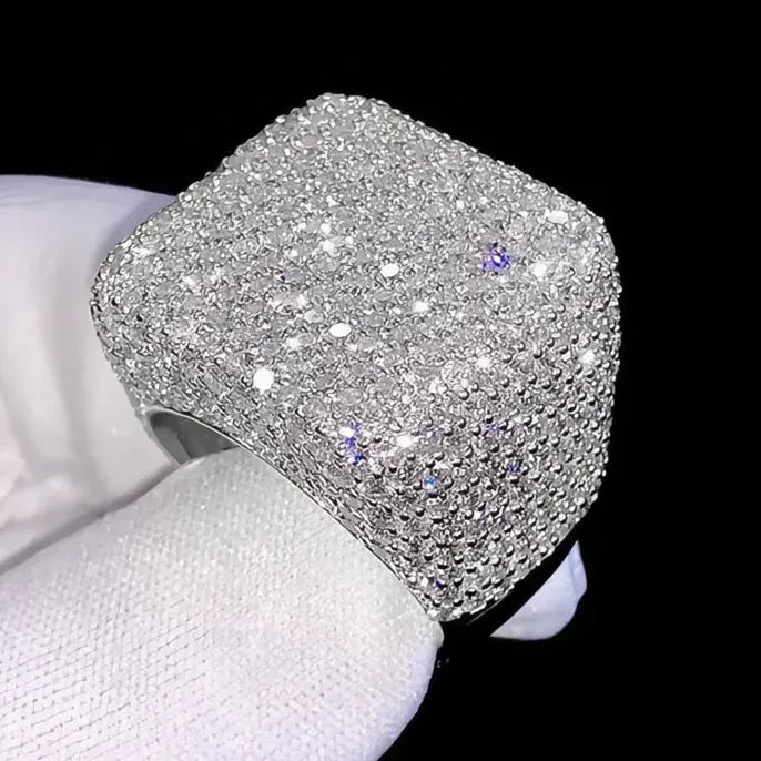 Square Shaped Women’s Ring with Shining Cubic Zirconia Brass Cocktail Jewelry Gift