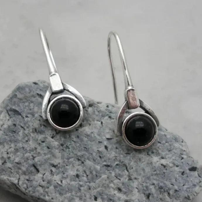 Round Black Crystal Pendant Drop Earrings for Women Fashion Jewelry Gifts