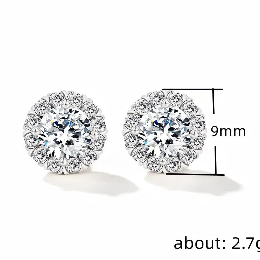 Elegant Classic AAA Cubic Zirconia Stud Earrings for Women Silver Jewelry