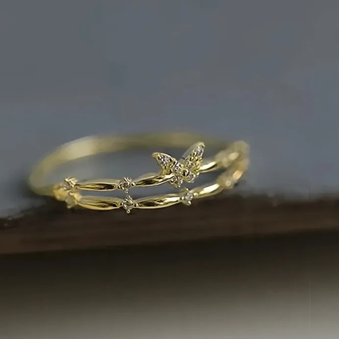 Geometric Butterfly Wedding Band for Women Bridal Statement Jewelry