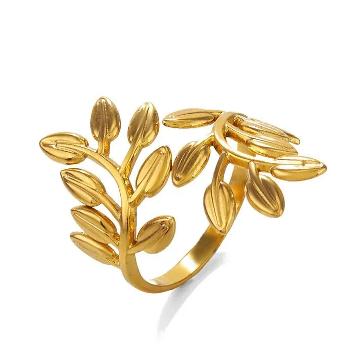 Minimalist Stainless Steel Geometric Open Ring for Women Gold Tone Gift Jewelry