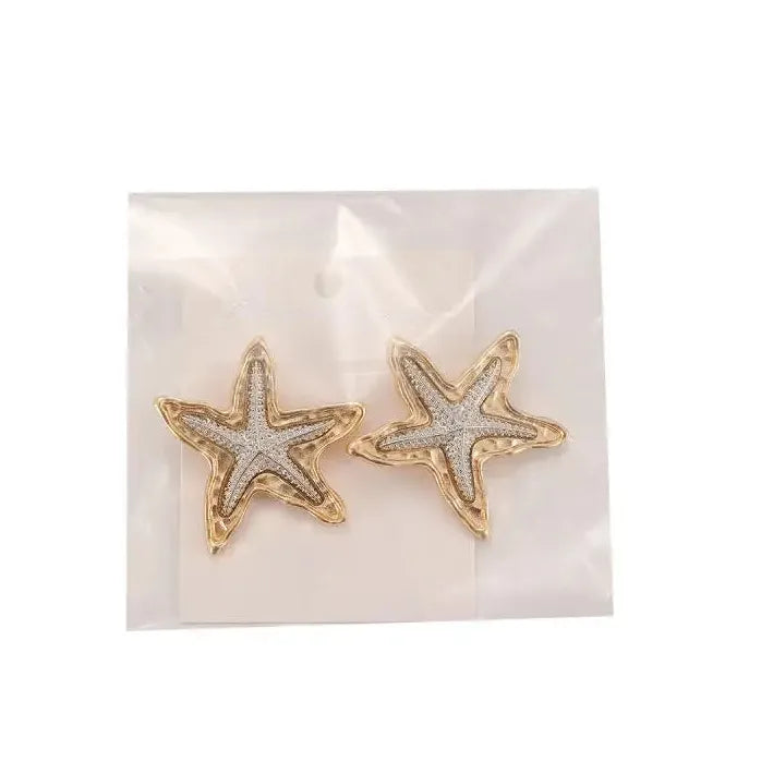 Exaggerated Ocean Starfish Double-Layer Bohemian Drop Earrings for Women