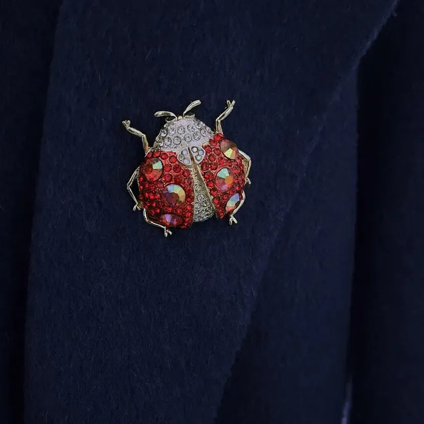 Luxury Crystal Ladybug Brooch Pin Rhinestone Insect Jewelry Gift for Women