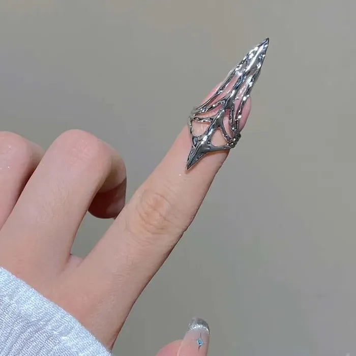 Geometric Metal Mood Tracker Ring Unisex Gothic Skeleton Nail Accessory