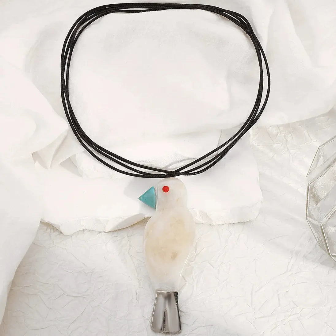 2026 Zaa Resin Parrot Necklace Long Cord Cute Bird Pendant for Women
