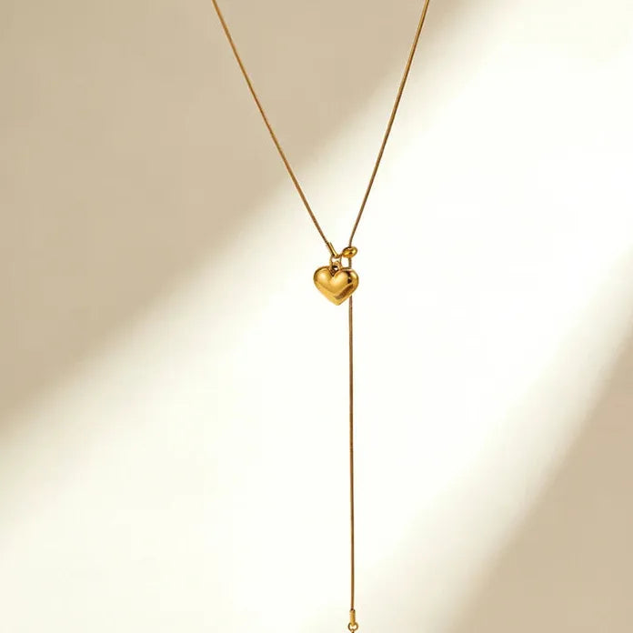 Luxury Stainless Steel Heart Pendant Necklace for Women Adjustable Chain
