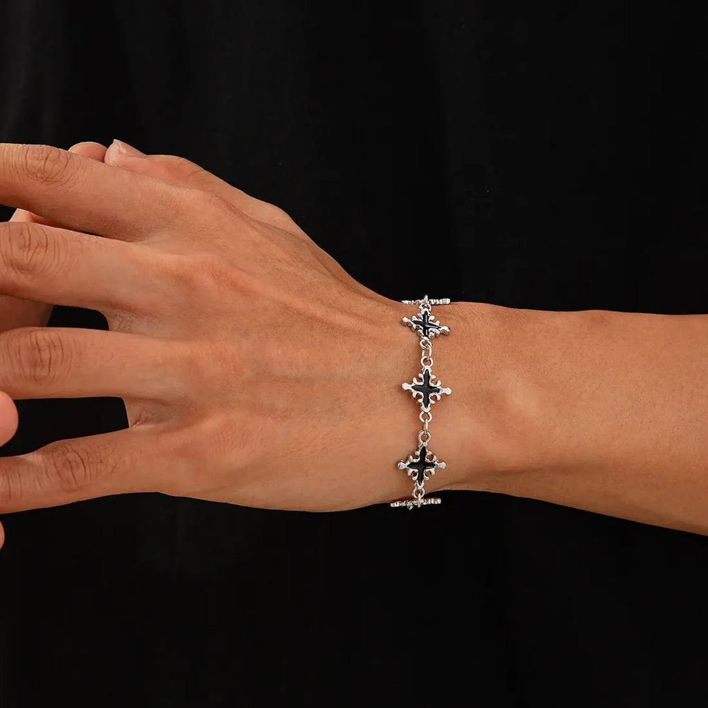 Punk Black Drip Oil Cross Chain Bracelet Unisex Hip Hop Fashion Jewelry