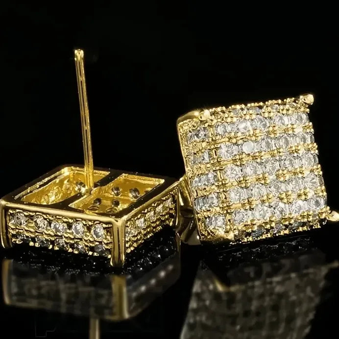 Square Micro Paved Cubic Zirconia Stud Earrings for Women Jewelry