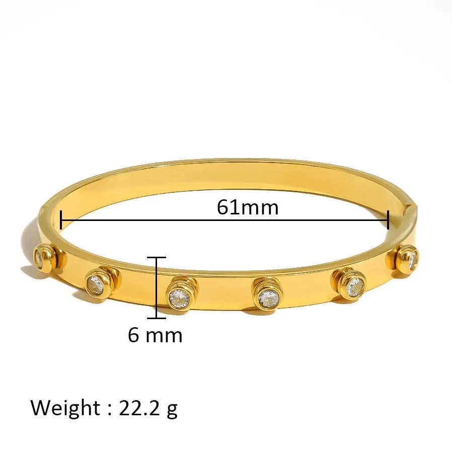 Waterproof Stainless Steel Multicolor Crystal Zirconia CZ Bangle Bracelet Women