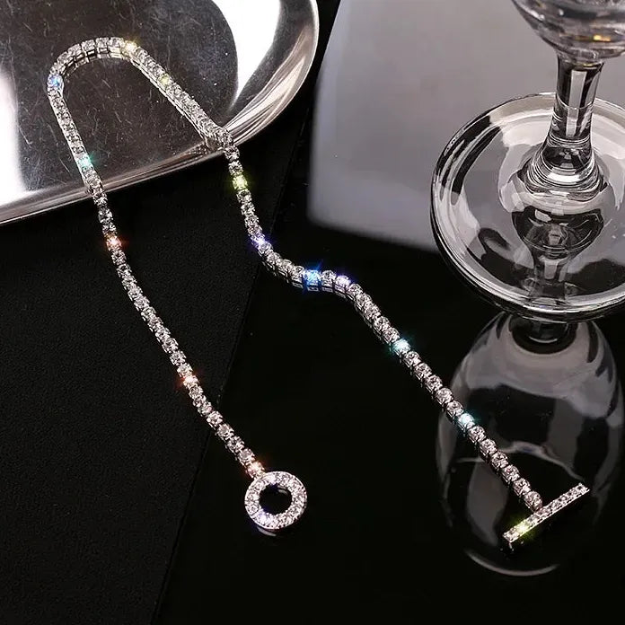 Rhinestone Zinc Alloy Water Drop Choker Necklace for Women Party