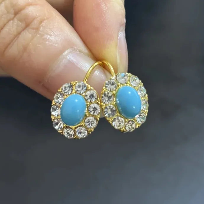 Blue Teardrop Drop Earrings with Crystal Pendant Cubic Zirconia Jewelry for Women
