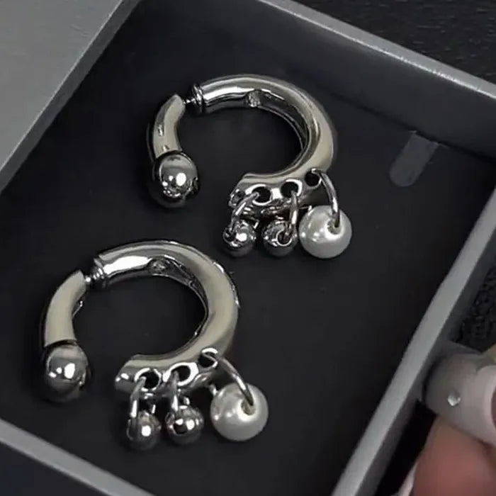 Trend Punk Geometric Pearl Dangle Earrings Zinc Alloy Women Men 2026