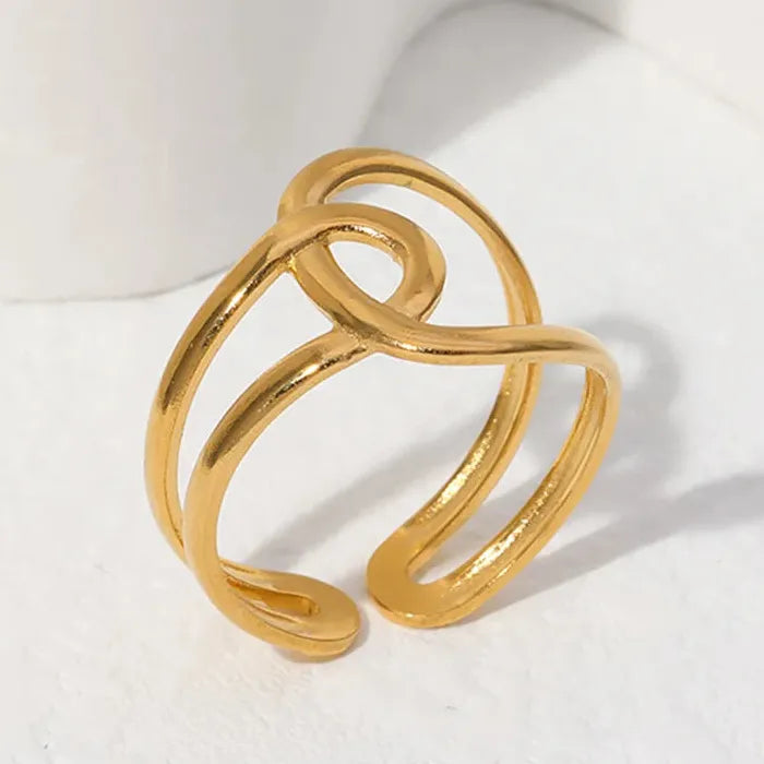 Minimalist Stainless Steel Double Layer S-Shaped Waterproof Ring for Women Jewelry