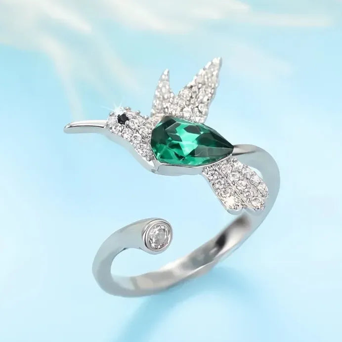 Bird Cocktail Ring for Women with Shiny Cubic Zirconia Brass Jewelry