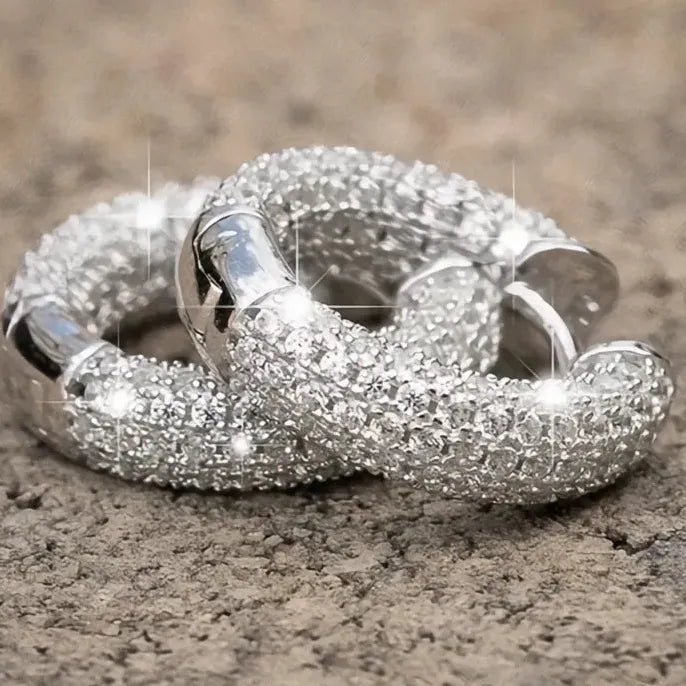 Luxury Women Small Hoop Earrings Micro Paved CZ Stones Copper Fashion Jewelry