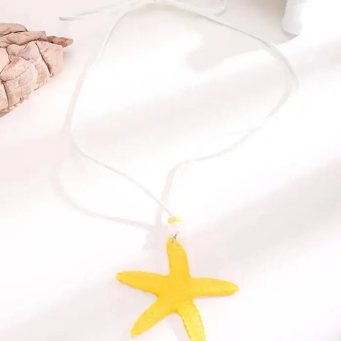 Blue Large Starfish Pendant Necklace for Women Romantic Holiday Jewelry
