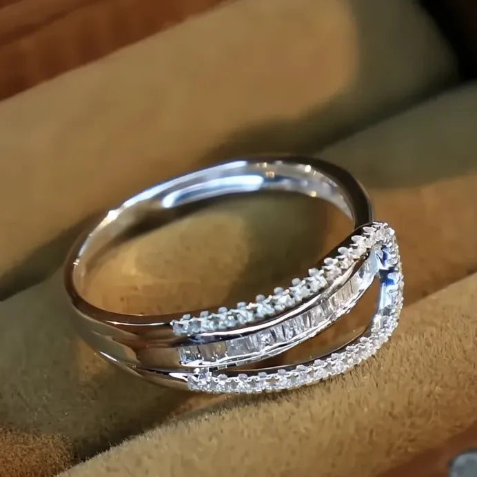 Modern Cubic Zirconia Pave Wedding Rings for Women Elegant Jewelry