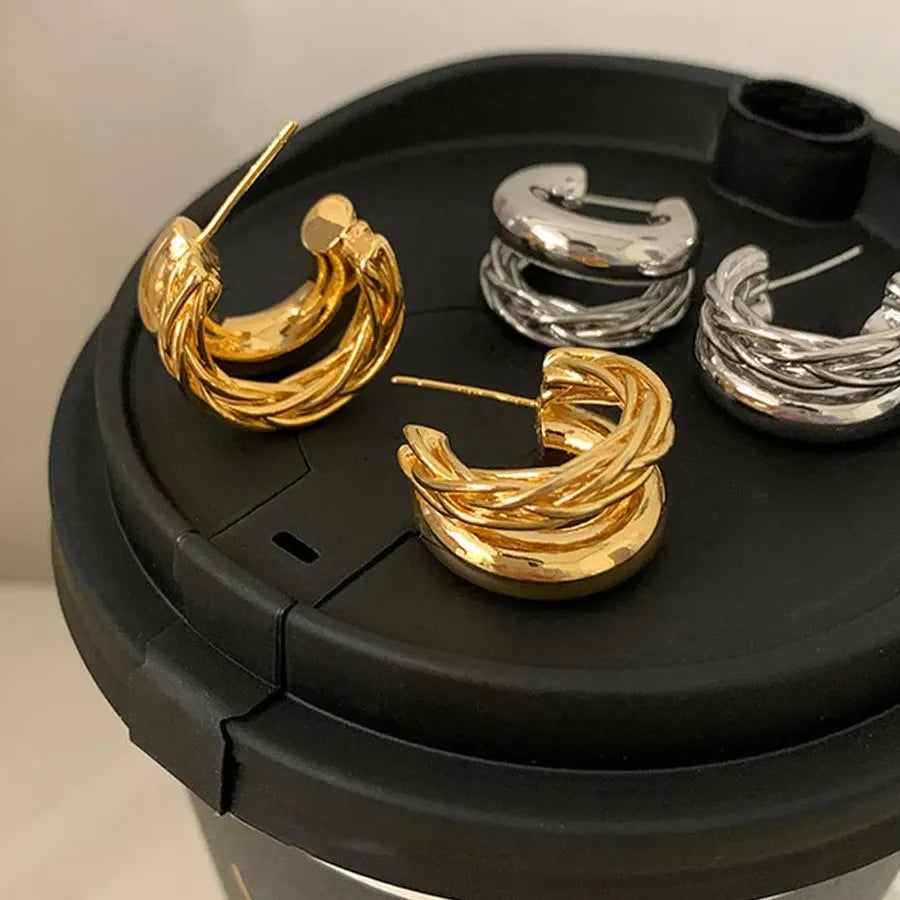 Minimalist Skeleton Stud Earrings Zinc Alloy Metal Korea Jewelry for Women