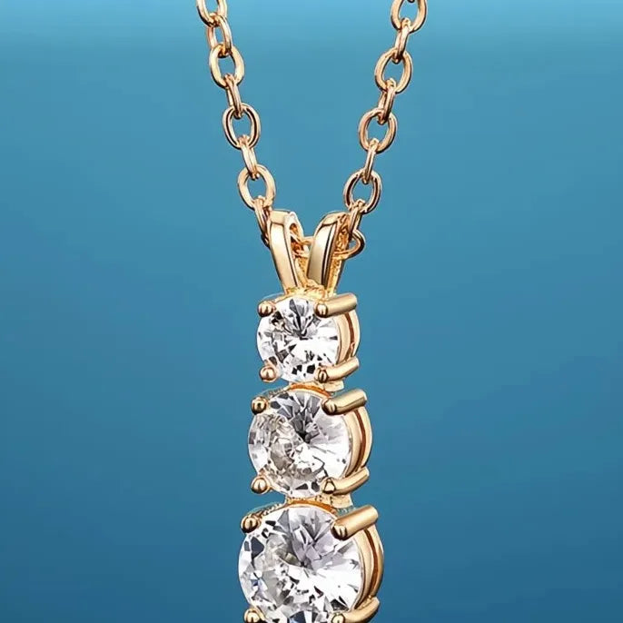 Cubic Zirconia Geometric Pendant Necklace 45CM Copper Alloy Jewelry for Women