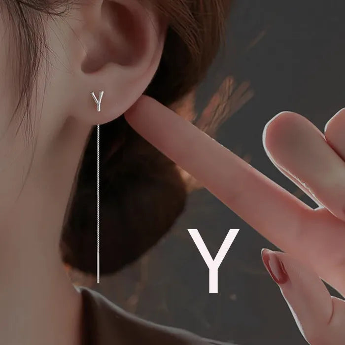 2PC S925 Silver Needle Geometric Tassel Drop Earrings for Women Girls