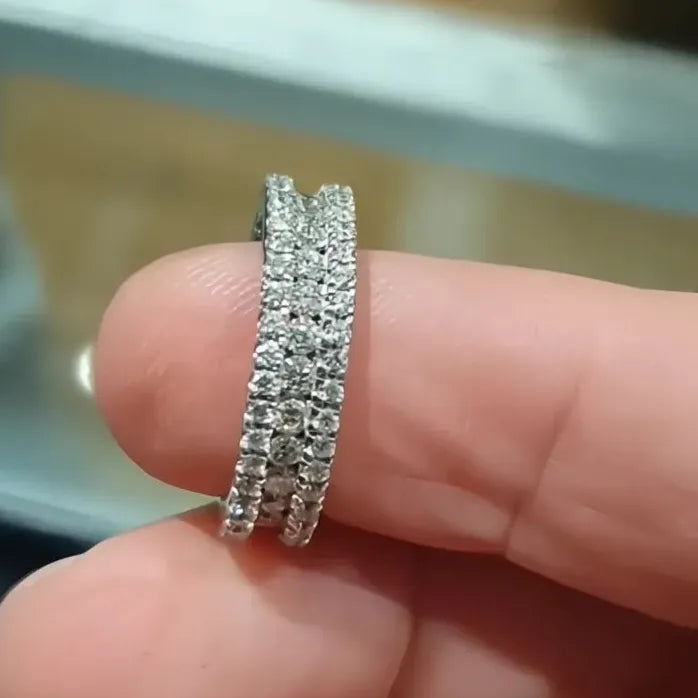 Full Bling Iced Out Round Zirconia Wedding Band Ring for Women