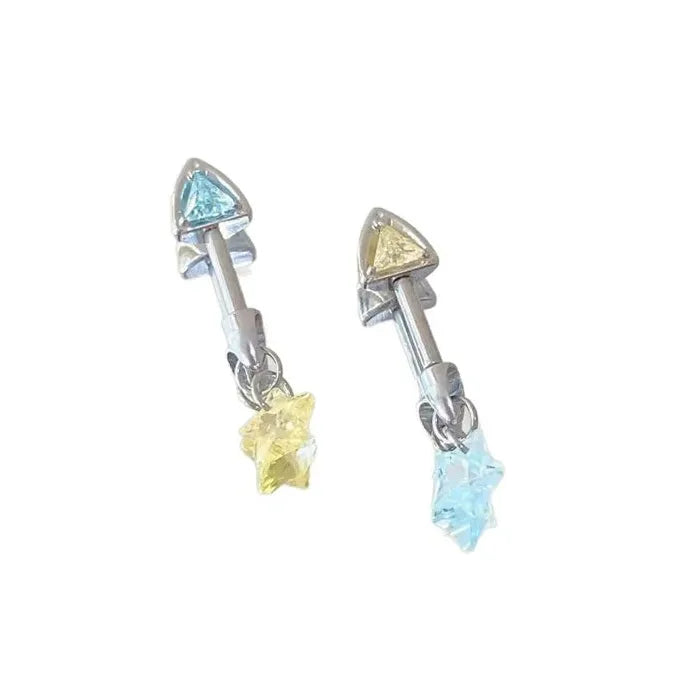 Zinc Alloy Star Cat Ear Stud Earrings for Women Cute Versatile Gift