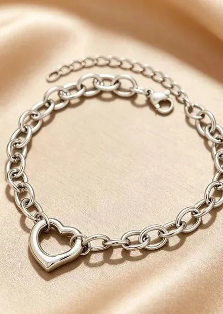 Irregular Hollow Heart Titanium Steel Bracelet for Women Ladies Jewelry Gift