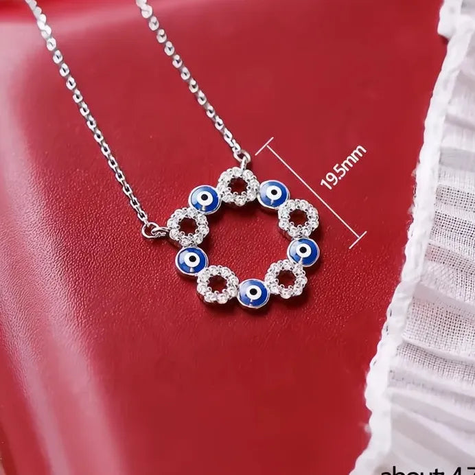 Elegant Lady Circle Pendant Necklace Silver Gold Cubic Zirconia Jewelry