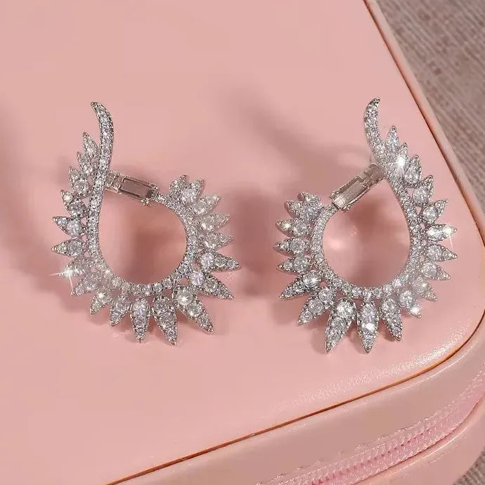 Elegant Star Cubic Zirconia Copper Earrings for Women Party Wedding Jewelry