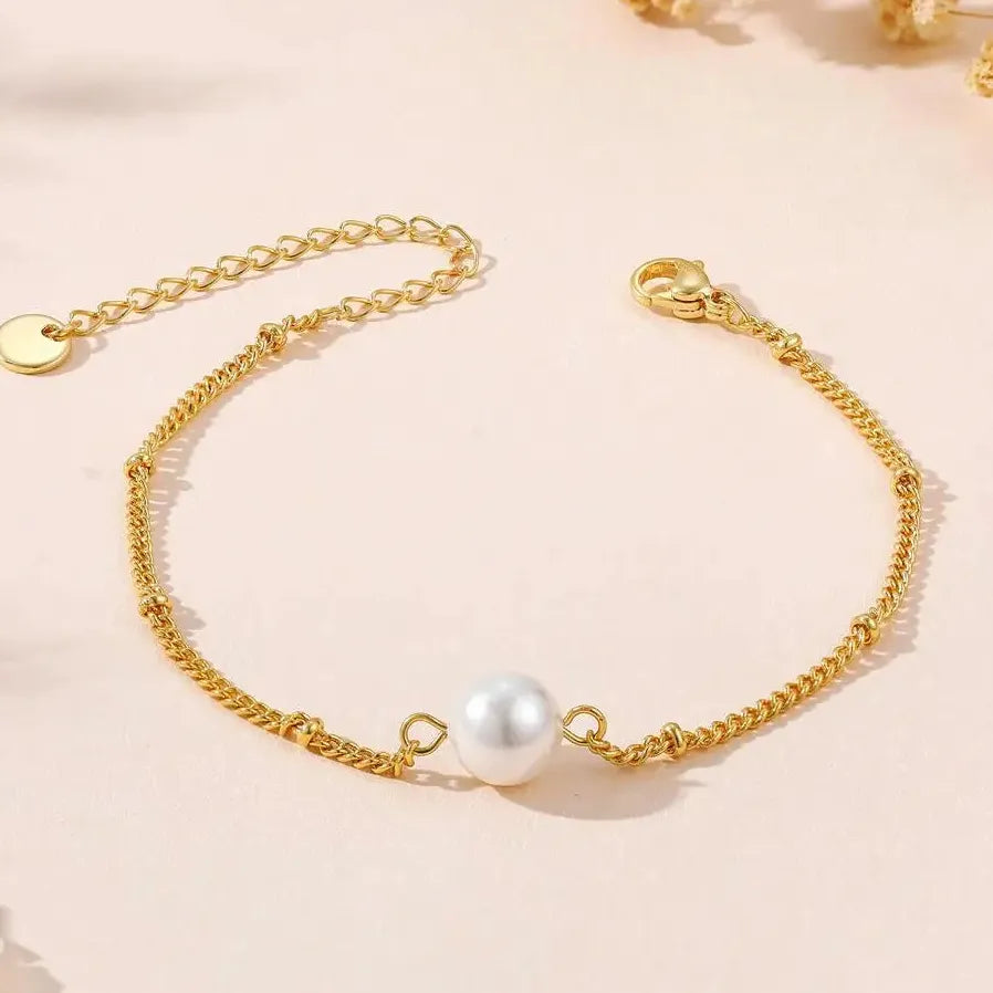 Minimalist Stainless Steel Pearl Bracelet Hypoallergenic Elegant Jewelry Gift for Women