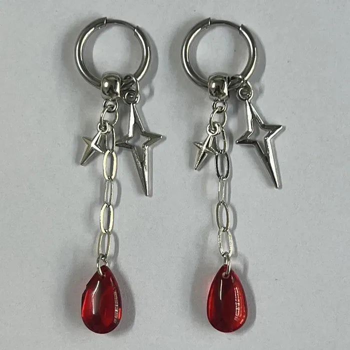 Waterdrop Zircon Tassel Zinc Alloy Earrings Punk Gothic Y2K Jewelry