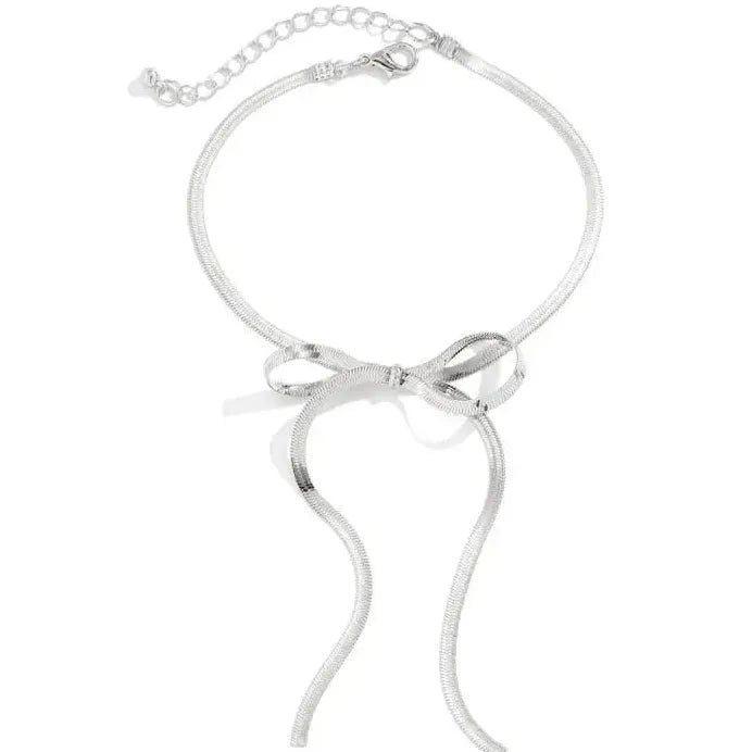 Adjustable Vintage Zinc Alloy Geometric Snake Chain Bow Anklet for Women