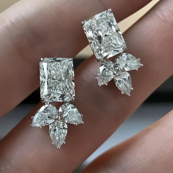 Charming Geometric Cubic Zirconia Stud Earrings for Women Copper Alloy Fashion Jewelry