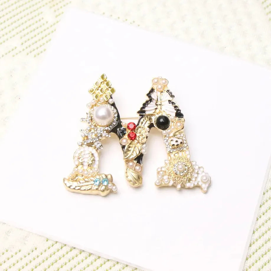 Luxury Letter M Brooch for Men Women Wedding Gift Stylish Accessory