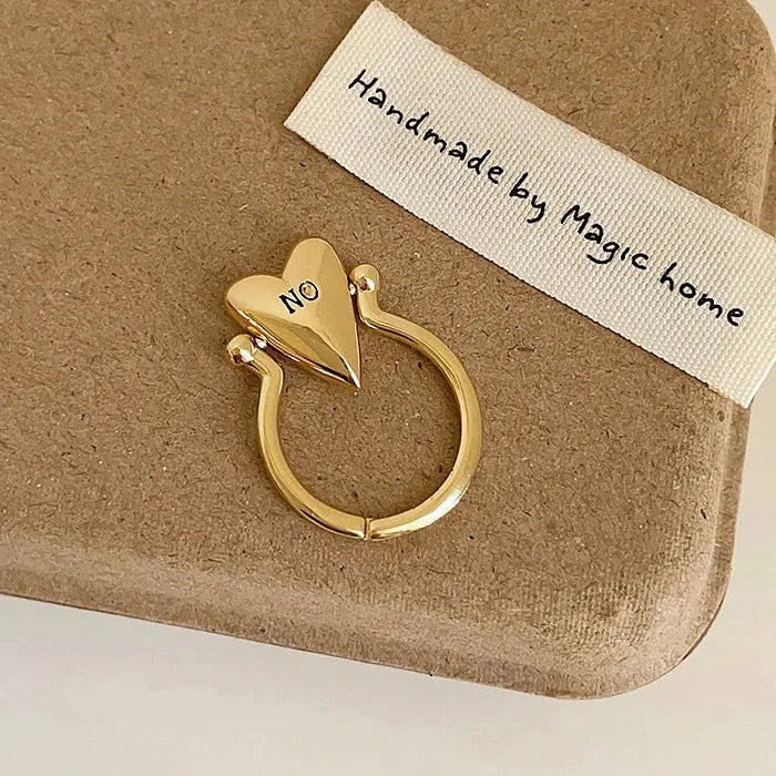 Adjustable Heart Ring Vintage YES or NO Couple Jewelry Romantic Gift