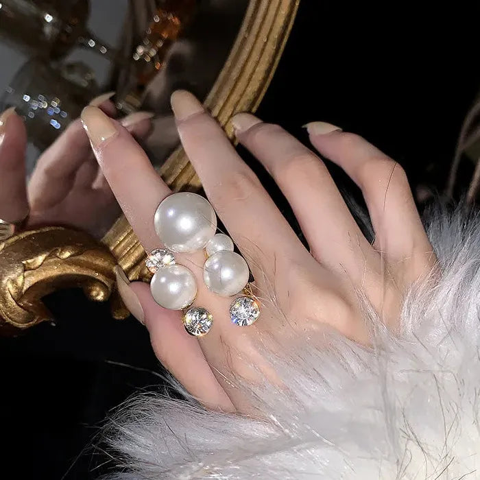 Vintage Geometrical Baroque Pearl Adjustable Ring for Women Fashion Jewelry