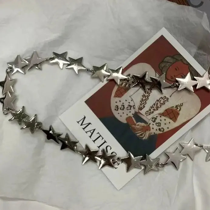 Adjustable Silver Zinc Alloy Star Waist Chain Boho Belly Belt Gift