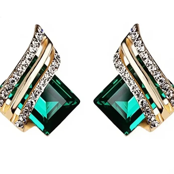 Geometric Cubic Zirconia Stud Earrings for Women Wedding Jewelry Gifts