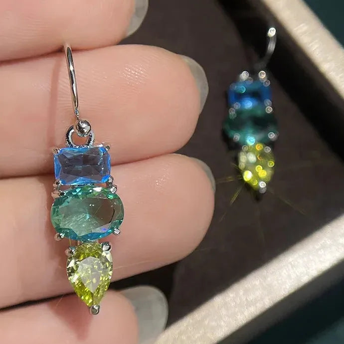 Sparkling Crystal Water Droplet Bohemian Zinc Alloy Earrings for Women