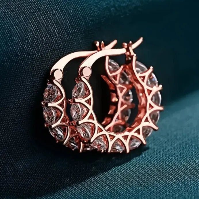 Geometric Cubic Zirconia Hoop Earrings for Women – Stylish Daily & Party
