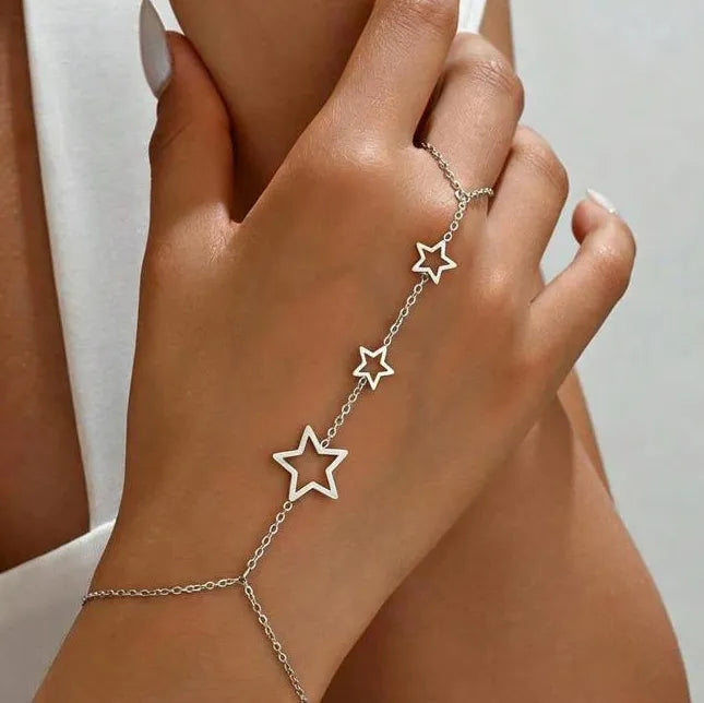2026 Star Moon Tassel Bracelet Double Layer Rings for Women Jewelry Gift