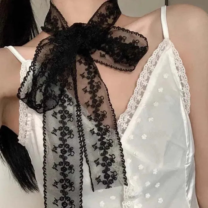 Elegant White Lace Bowknot Cotton Choker Necklace for Women Girls Jewelry