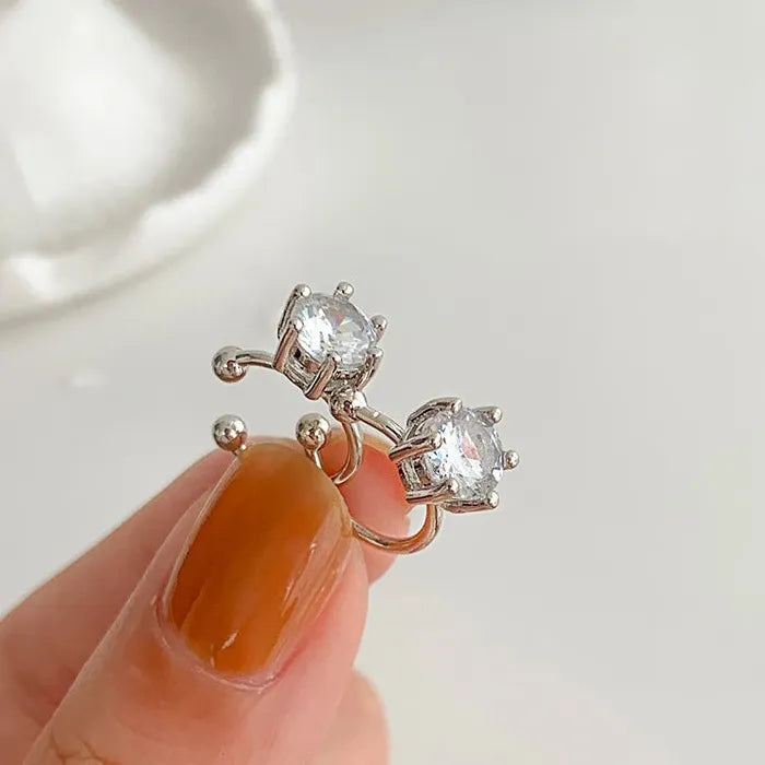 2026 Zircon Geometric Clip Earrings for Women Zinc Alloy No Piercing