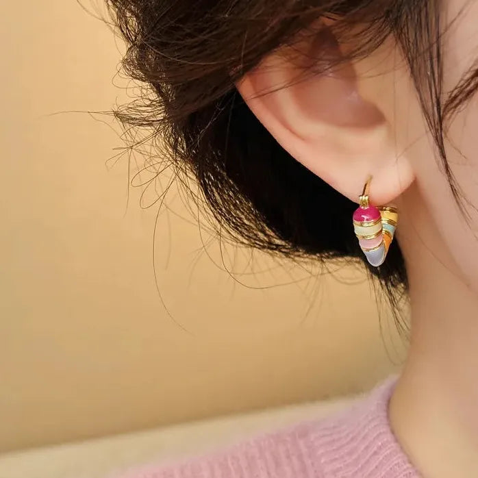 2024 Korean Women’s Heart Hoop Earrings Gold Plated Copper Jewelry Gift