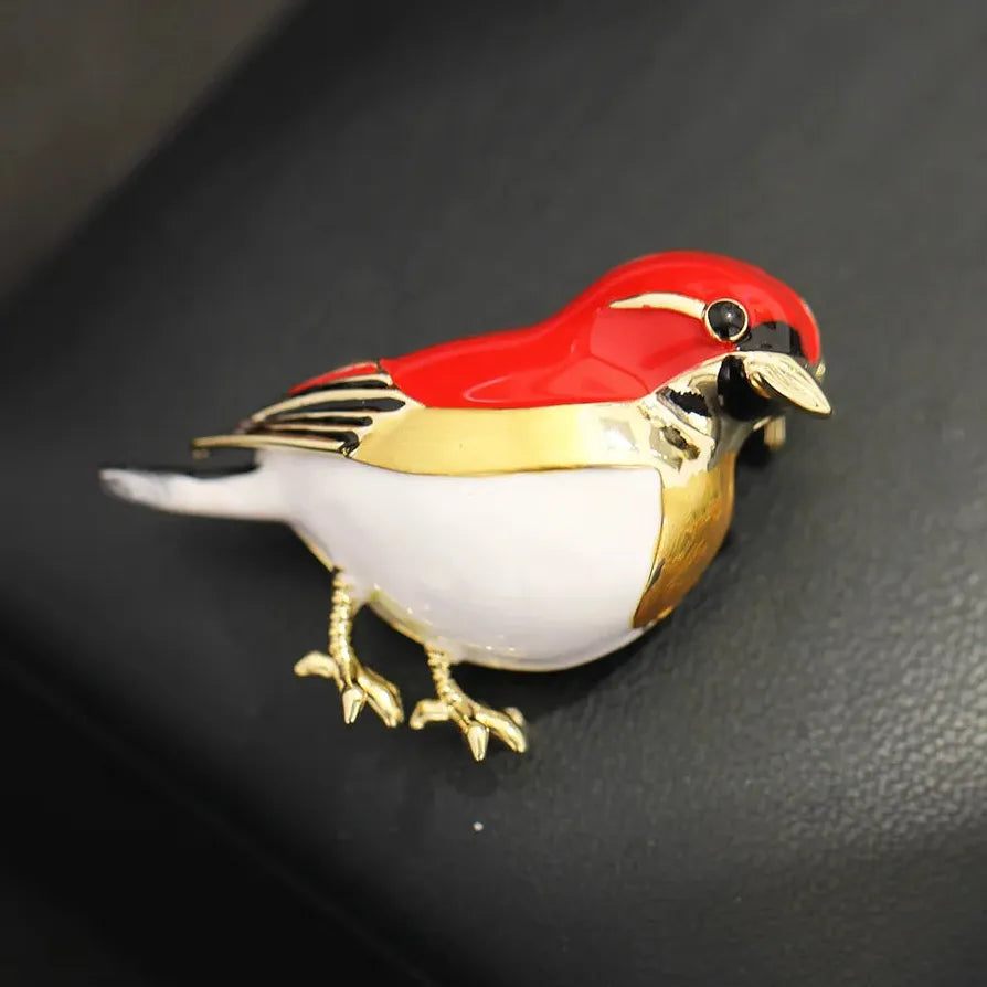 Classic Red Bird Brooch Pin Luxury Jewelry Gift for Men & Women