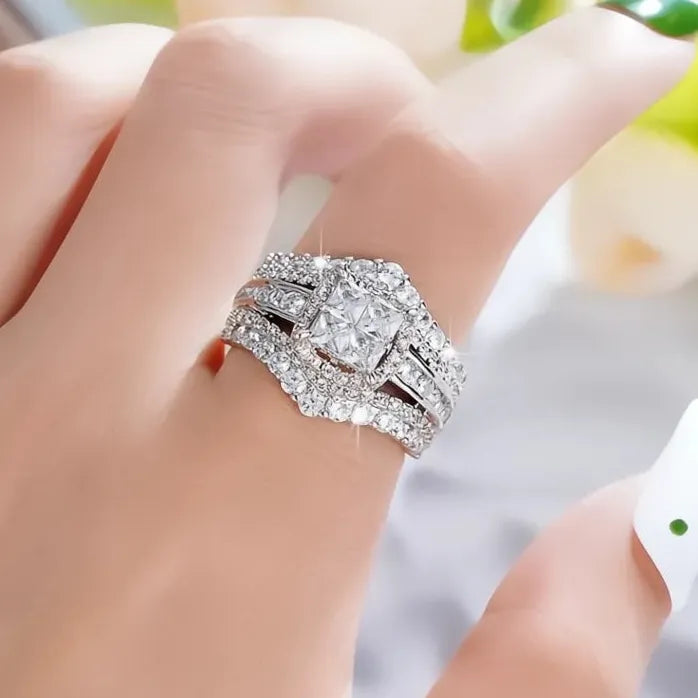 Women’s Silver Cubic Zirconia Wedding Party Bridal Rings 2023