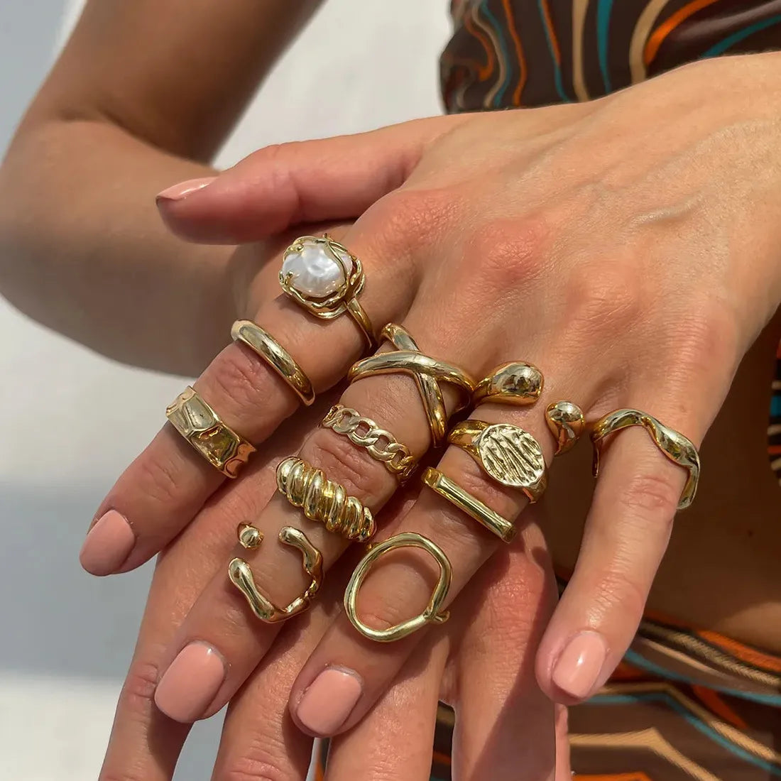 14Pcs Vintage Silver Punk Hiphop Metal Knuckle Rings Geometric Design for Women Men