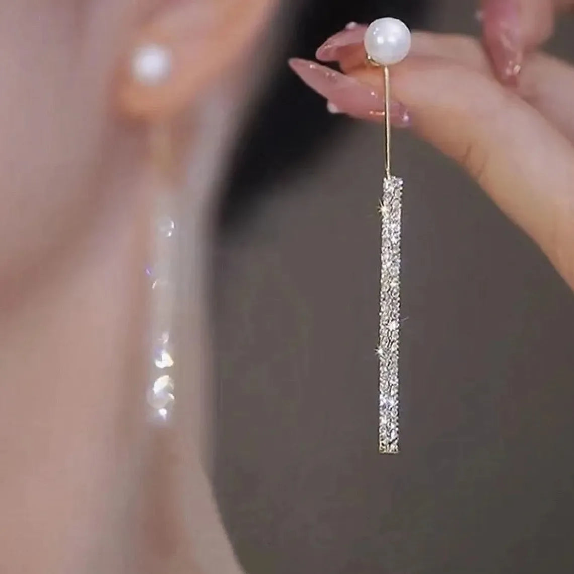 Elegant Light Luxury Long Tassel Copper Earrings Women Geometric Drop Design